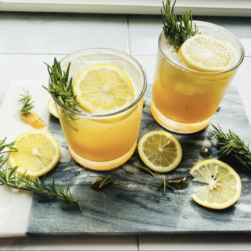 A Really Incredible and Refreshing Bourbon Honey Lemon Rosemary Cocktail